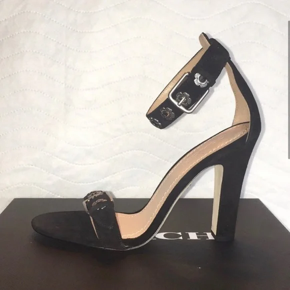 Coach Black Heeled Sandals Size 9 NWT